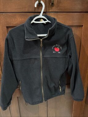 Matix Black Fleece Zip Jacket with Red Apple Embroidery